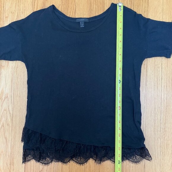 J. Crew Short Sleeve Black Tee with lace hem Size XS - Picture 7 of 7